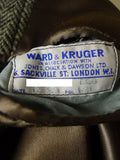 25/0820 superb vintage ward & kruger savile row bespoke full length d/b grey herringbone tweed overcoat 41-42 long