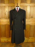 25/0822 vintage 1973 savile row bespoke heavyweight d/b grey overcoat w/ silk velvet collar 42 long
