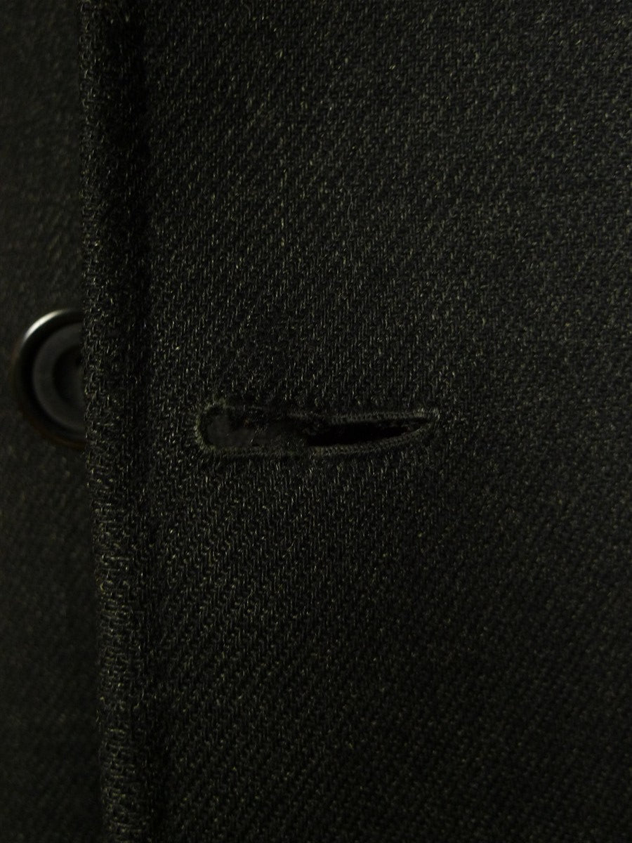 25/0822 vintage 1973 savile row bespoke heavyweight d/b grey overcoat w/ silk velvet collar 42 long