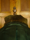 25/0822 vintage 1973 savile row bespoke heavyweight d/b grey overcoat w/ silk velvet collar 42 long