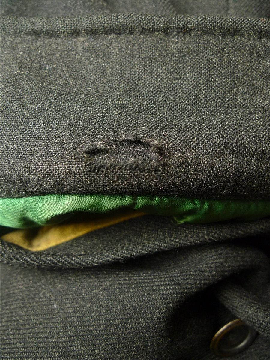 25/0822 vintage 1973 savile row bespoke heavyweight d/b grey overcoat w/ silk velvet collar 42 long