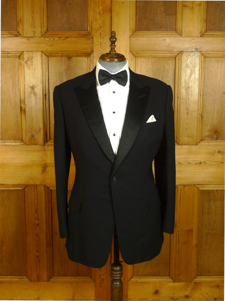 25/0805 vintage savile row bespoke black barathea peal lapel DJ dinner jacket 42 long