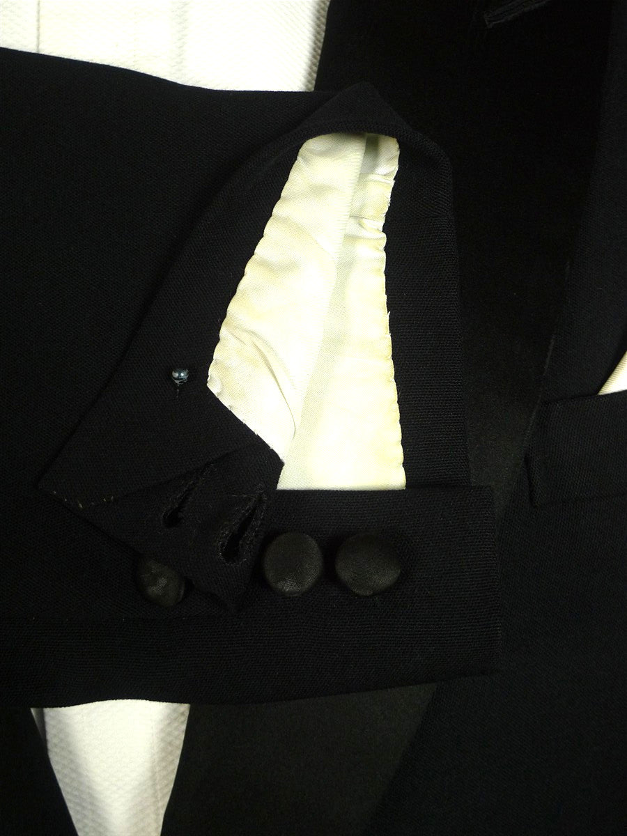 25/0805 vintage savile row bespoke black barathea peal lapel DJ dinner jacket 42 long