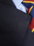 25/0806 meyer & mortimer 2016 savile row bespoke navy blue d/b worsted blazer w/ gold buttons 44 extra long
