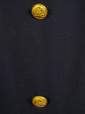 25/0806 meyer & mortimer 2016 savile row bespoke navy blue d/b worsted blazer w/ gold buttons 44 extra long