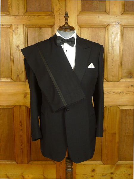 25/0815 ward & kruger 2009 savile row bespoke black wool / grosgrain peak lapel 42 long