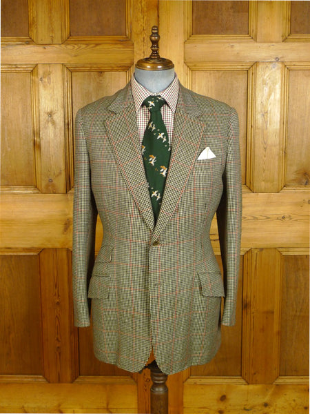 25/0804 vintage savile row bespoke gun check tweed jacket 39-40 long