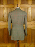 25/0804 vintage savile row bespoke gun check tweed jacket 39-40 long