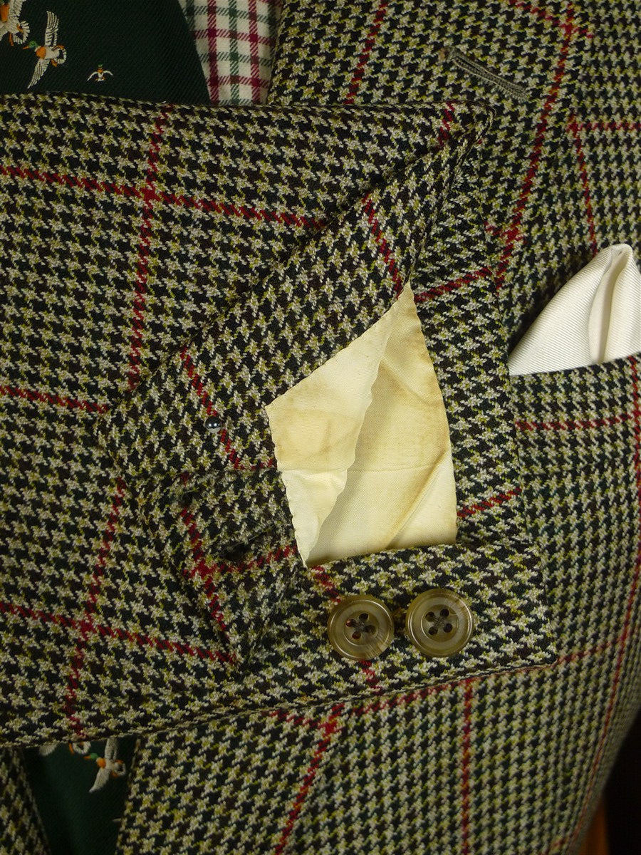 25/0804 vintage savile row bespoke gun check tweed jacket 39-40 long