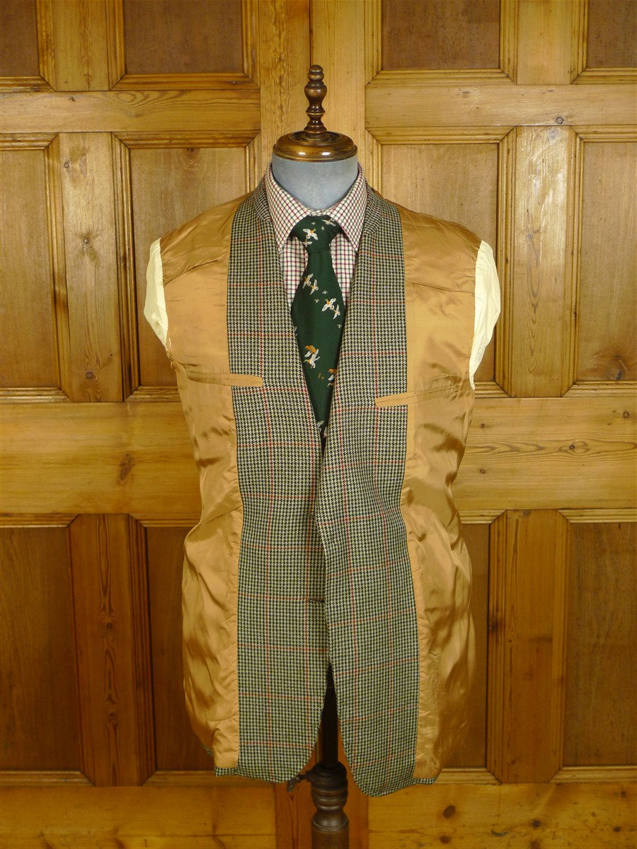 25/0804 vintage savile row bespoke gun check tweed jacket 39-40 long