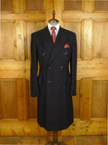 25/0824 vintage chester barrie savile row 100% cashmere dark navy blue herringbone d/b morning coat overcoat 38-39