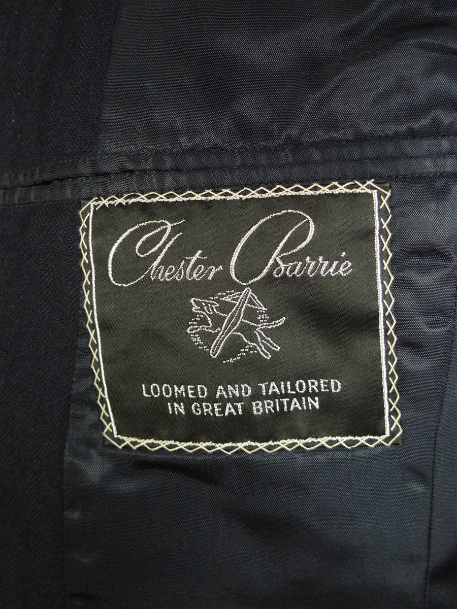 25/0824 vintage chester barrie savile row 100% cashmere dark navy blue herringbone d/b morning coat overcoat 38-39