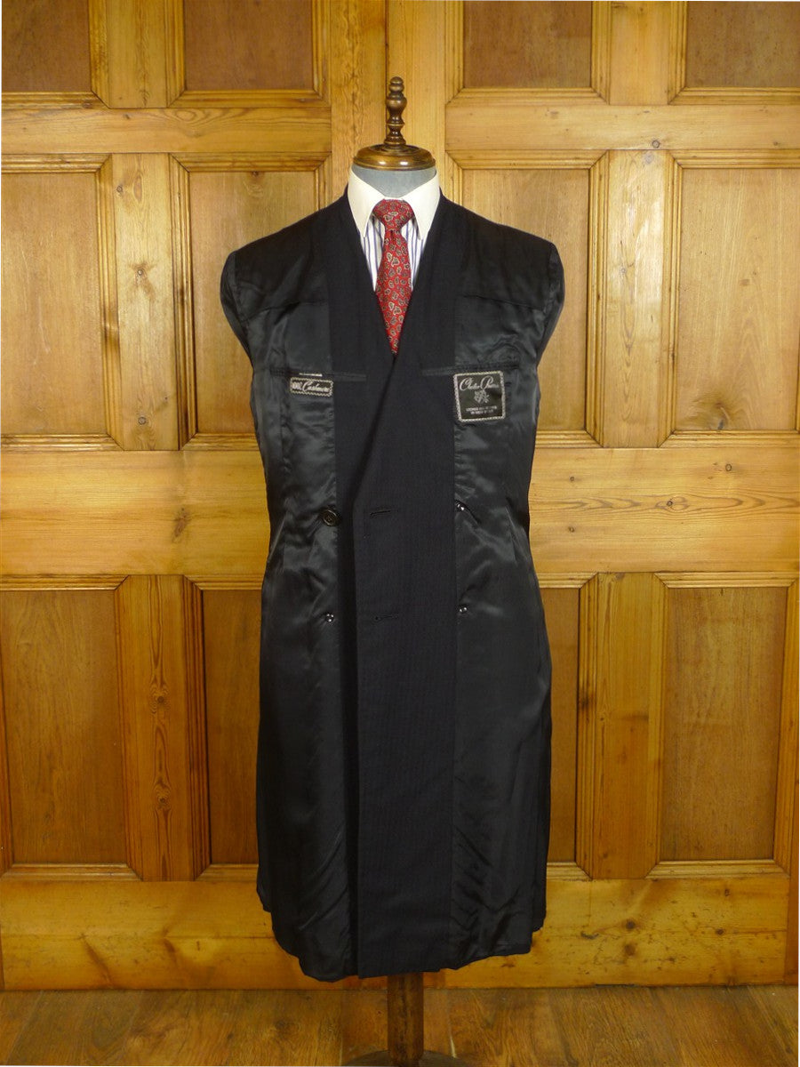 25/0824 vintage chester barrie savile row 100% cashmere dark navy blue herringbone d/b morning coat overcoat 38-39