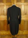 25/0825 immaculate vintage 1987 savile row bespoke black herringbone worsted morning coat 41 long