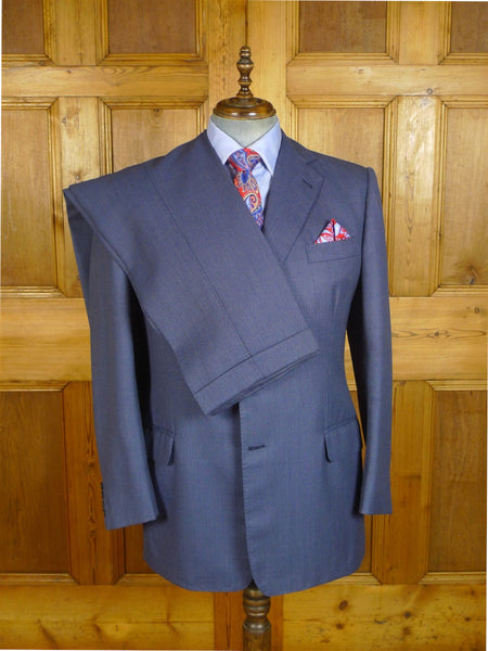 25/0816 redwood & feller 2012 savile row bespoke blue birds-eye weave worsted suit 42 long