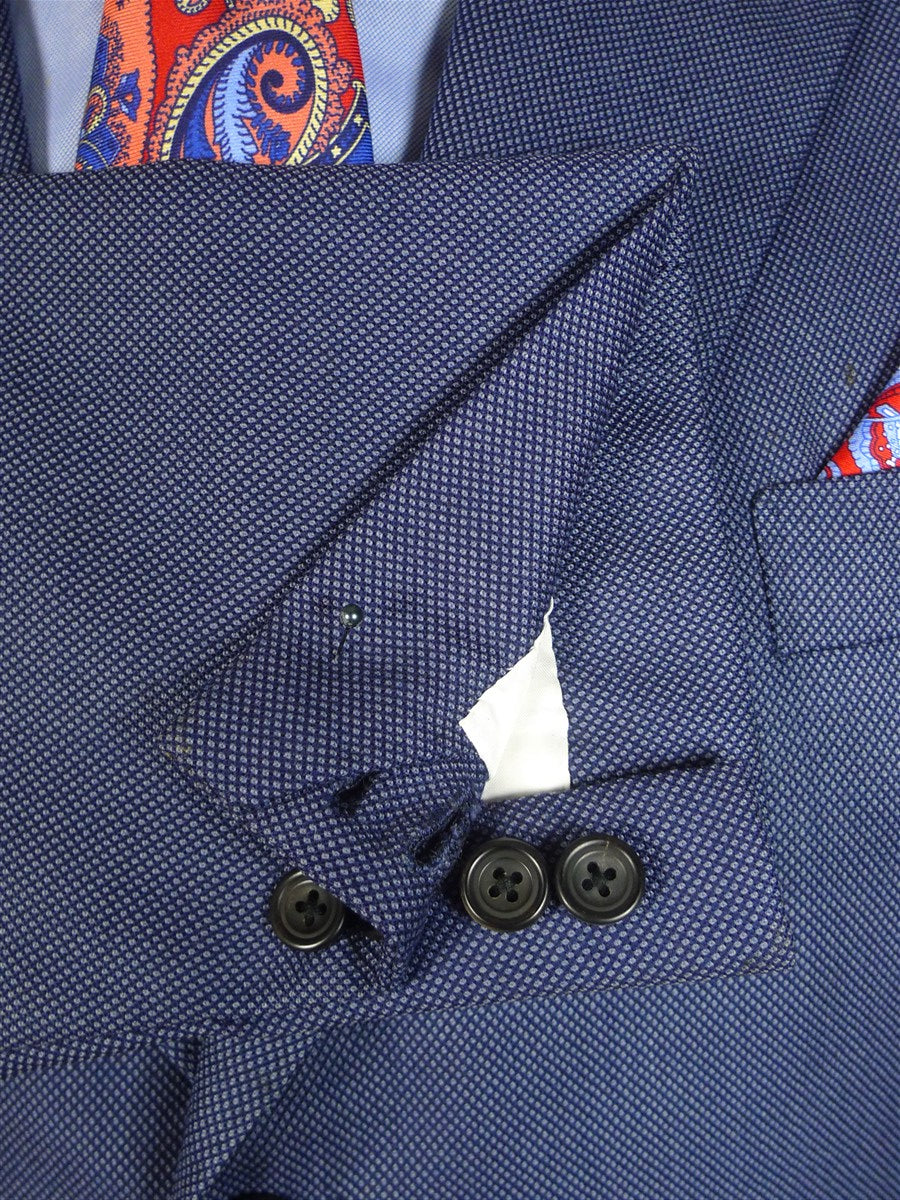 25/0816 redwood & feller 2012 savile row bespoke blue birds-eye weave worsted suit 42 long