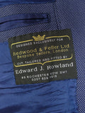 25/0816 redwood & feller 2012 savile row bespoke blue birds-eye weave worsted suit 42 long
