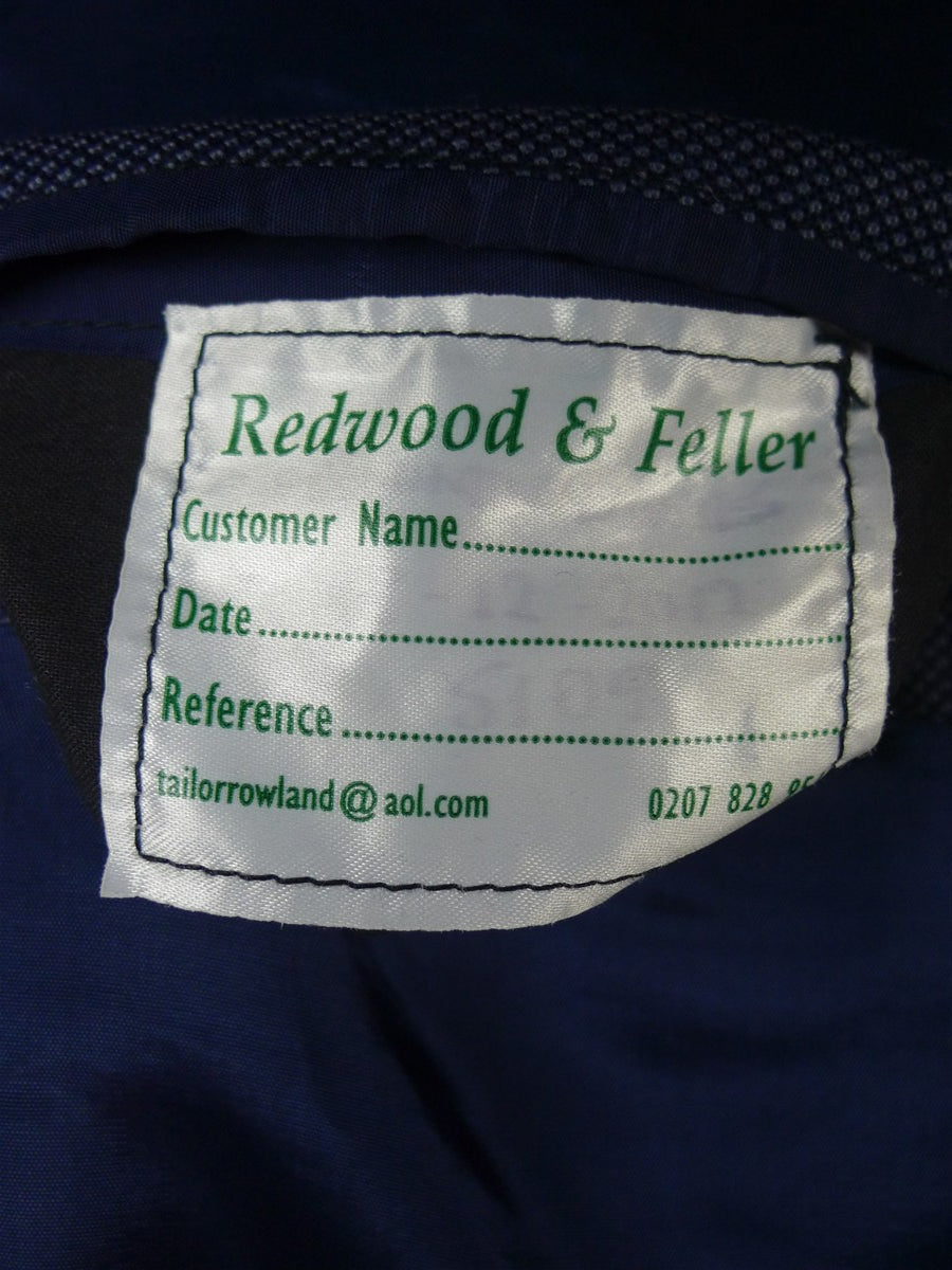 25/0816 redwood & feller 2012 savile row bespoke blue birds-eye weave worsted suit 42 long