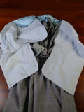 25/0817 meyer & mortimer 2018 savile row bespoke grey / blue prince of wales check worsted flannel suit 40 long