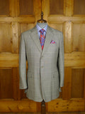 25/0817 meyer & mortimer 2018 savile row bespoke grey / blue prince of wales check worsted flannel suit 40 long