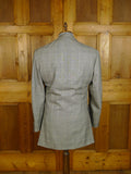 25/0817 meyer & mortimer 2018 savile row bespoke grey / blue prince of wales check worsted flannel suit 40 long