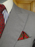 25/0873 vintage hall brothers oxford bespoke grey worsted flannel d/b suit 39 regular