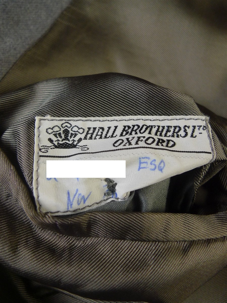 25/0873 vintage hall brothers oxford bespoke grey worsted flannel d/b suit 39 regular