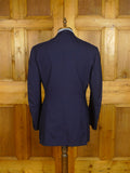 25/0870 vintage 1990 savile row bespoke navy  blue wool & mohair blazer w/ red lining 40 long