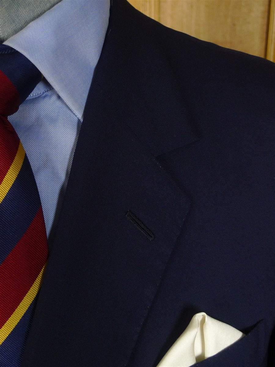 25/0870 vintage 1990 savile row bespoke navy  blue wool & mohair blazer w/ red lining 40 long