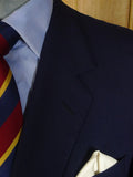 25/0870 vintage 1990 savile row bespoke navy  blue wool & mohair blazer w/ red lining 40 long