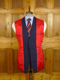 25/0870 vintage 1990 savile row bespoke navy  blue wool & mohair blazer w/ red lining 40 long