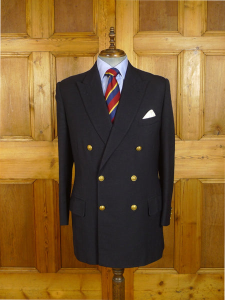 25/0869 vintage 1991 eton bespoke navy blue d/b heavyweight worsted blazer 42-43 long