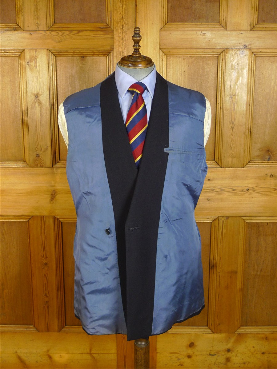 25/0869 vintage 1991 eton bespoke navy blue d/b heavyweight worsted blazer 42-43 long