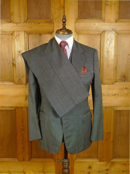 25/0874 vintage city of london bespoke grey nailhead weave 3-piece worsted suit 39 regular