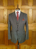 25/0874 vintage city of london bespoke grey nailhead weave 3-piece worsted suit 39 regular