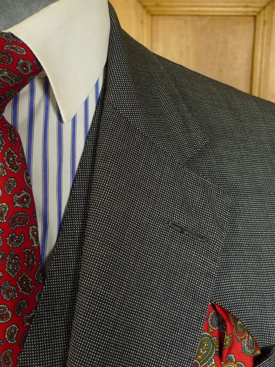 25/0874 vintage city of london bespoke grey nailhead weave 3-piece worsted suit 39 regular