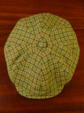 25/0835 immaculate green gun check yorkshire tweed flat cap 59 cms
