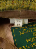 25/0835 immaculate green gun check yorkshire tweed flat cap 59 cms