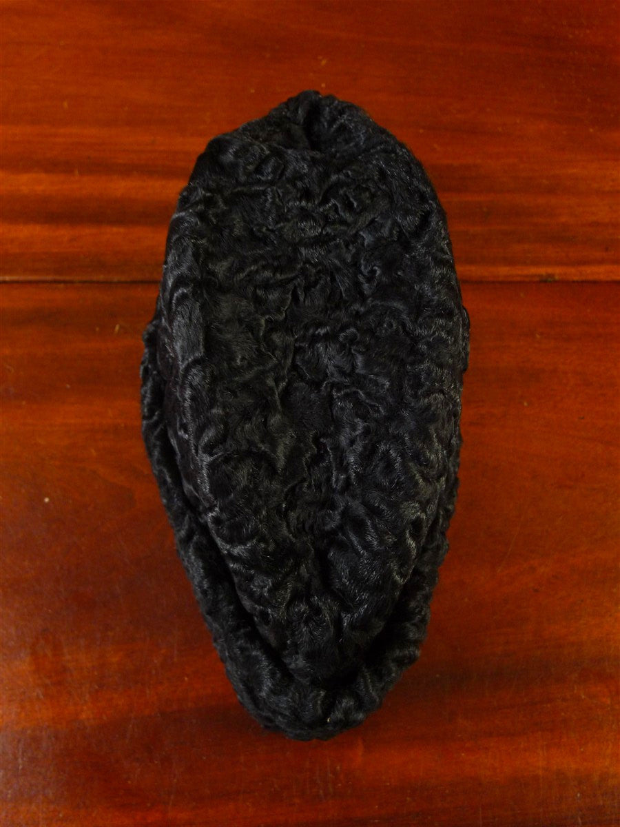 25/0839 wonderful vintage black astrakhan fur hat cap 59 cms