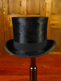 25/0828 vintage antique british black silk top hat 56 cms