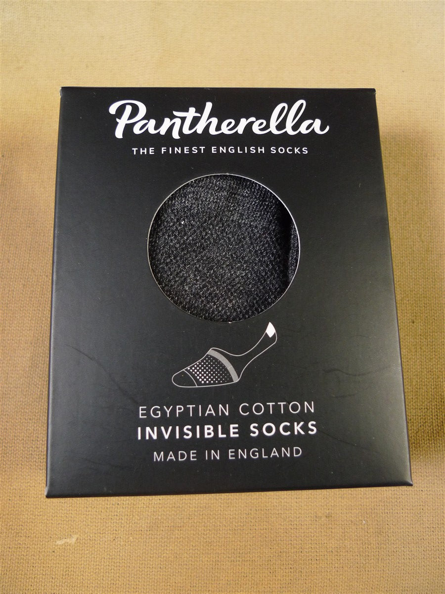 25/0850 2 pairs of pantharella merino wool / egyptian cotton invisible socks - dark grey / navy - medium