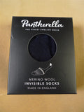 25/0850 2 pairs of pantharella merino wool / egyptian cotton invisible socks - dark grey / navy - medium