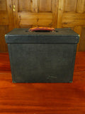 25/0832 vintage / antiques green card & leather carry box for top hat