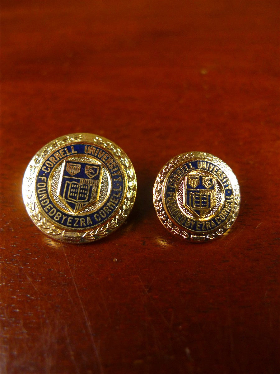 25/0845 mint bespoke gold metal / blue cornell university crest blazer buttons set in velvet box