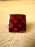 26/0005 immaculate thomas pink red squares solid bar cufflinks
