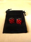 26/0005 immaculate thomas pink red squares solid bar cufflinks