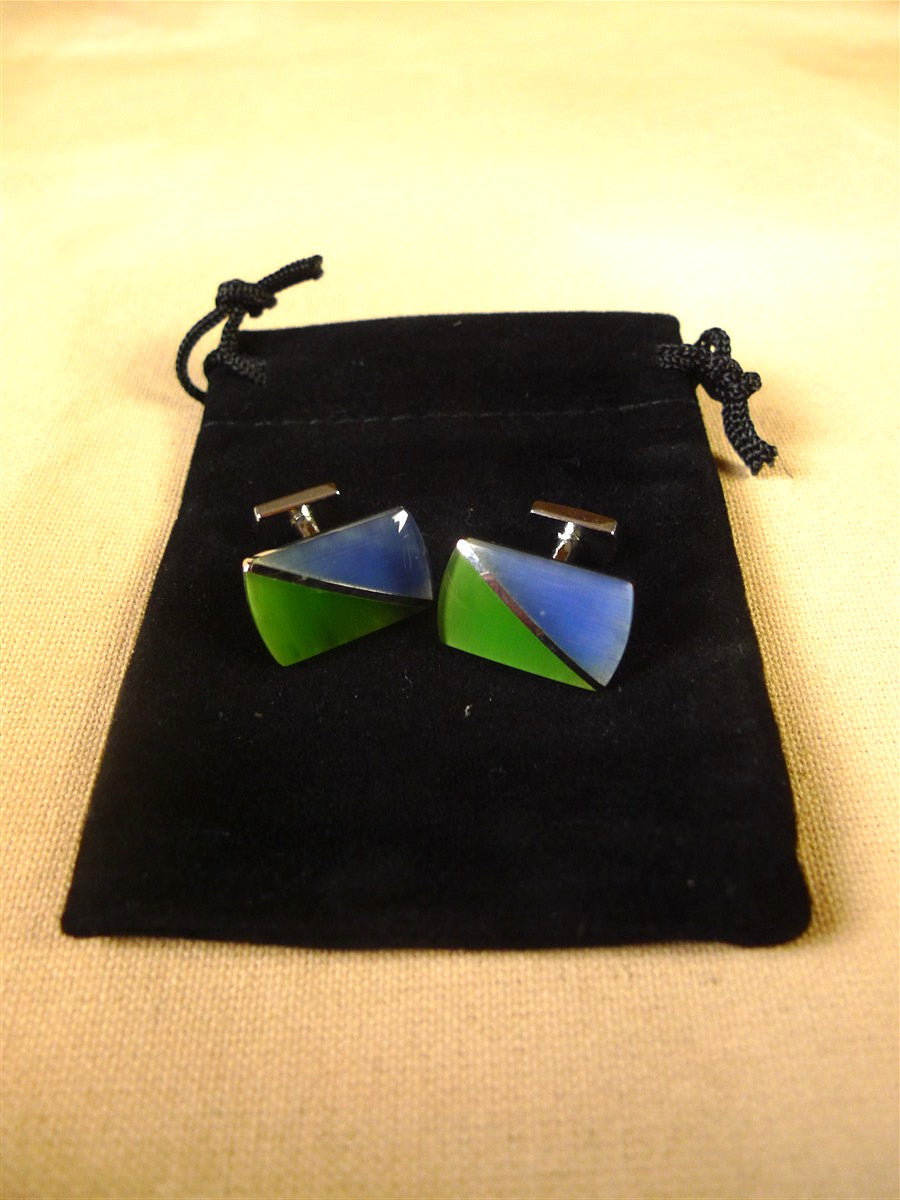 26/0003 immaculate thomas pink green / blue solid bar cufflinks