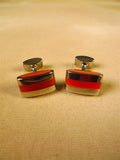 26/0007 immaculate thomas pink orange stripe solid bar cufflinks