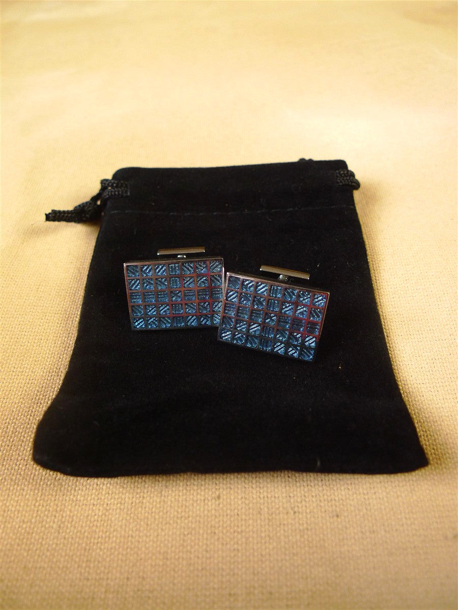 26/0004 immaculate thomas pink blue squares solid bar cufflinks