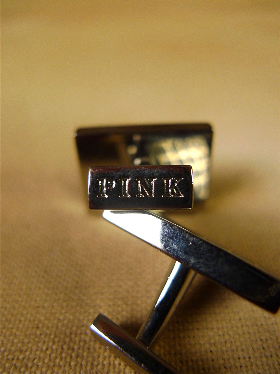 26/0004 immaculate thomas pink blue squares solid bar cufflinks